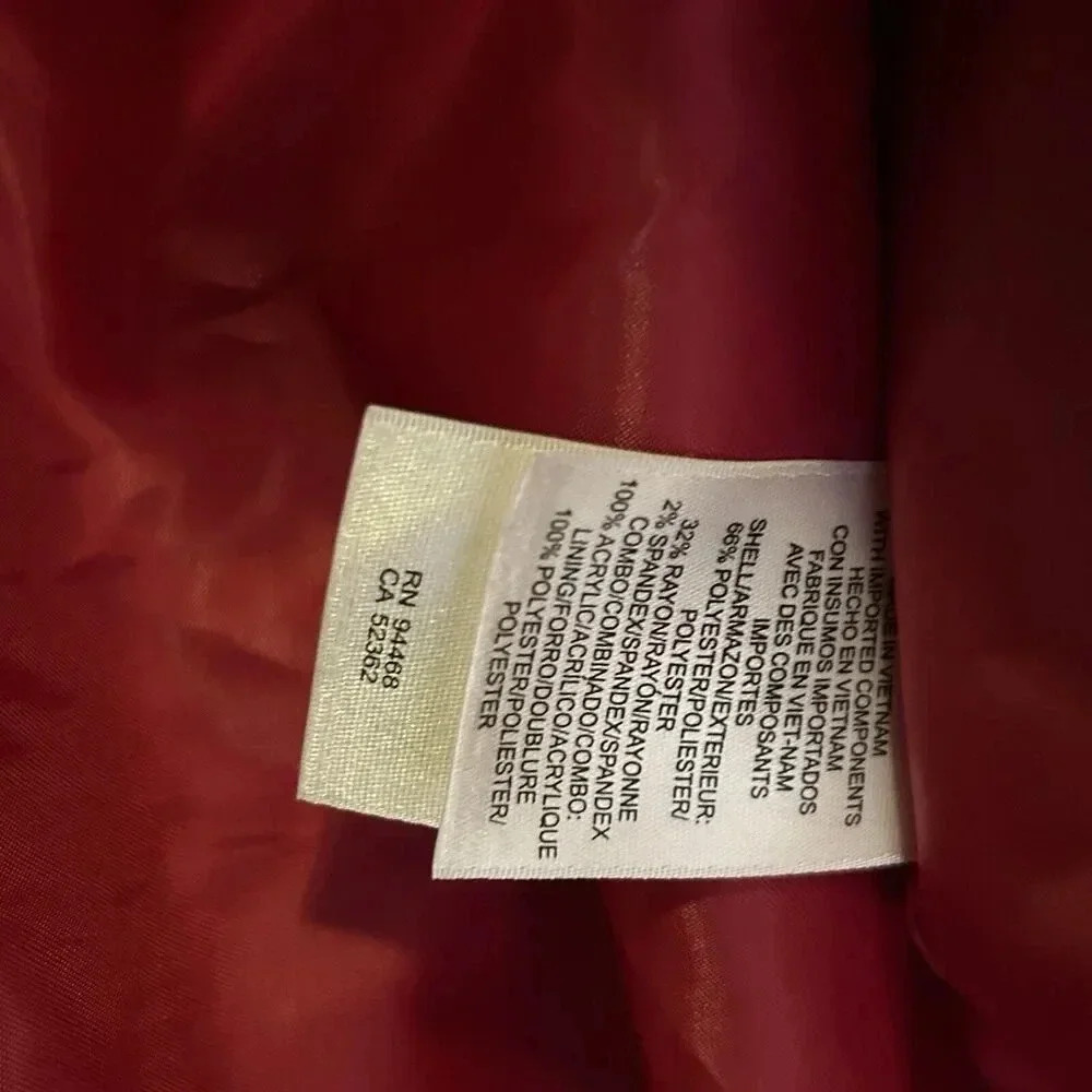 Liz Claiborne Pea Coat Large Red - Picture 5 of 9